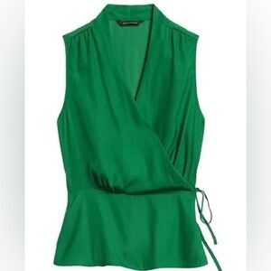 Banana Republic Vibrant Green Wrap Blouse